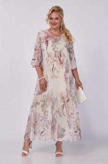 Платье ALGRANDA (Novella Sharm) A3985-6 молочно-серый, пудра #1