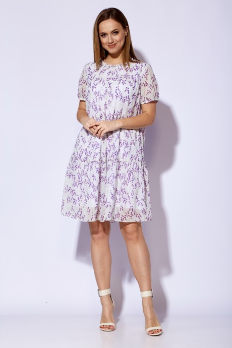 Платье ТAиЕР 1186 белый, фиолетовый размер 44-48 #4
