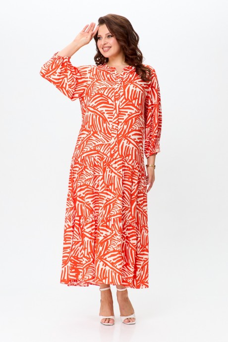 Платье Ладис Лайн 1504 оранжевый, белый размер 50-54 #3