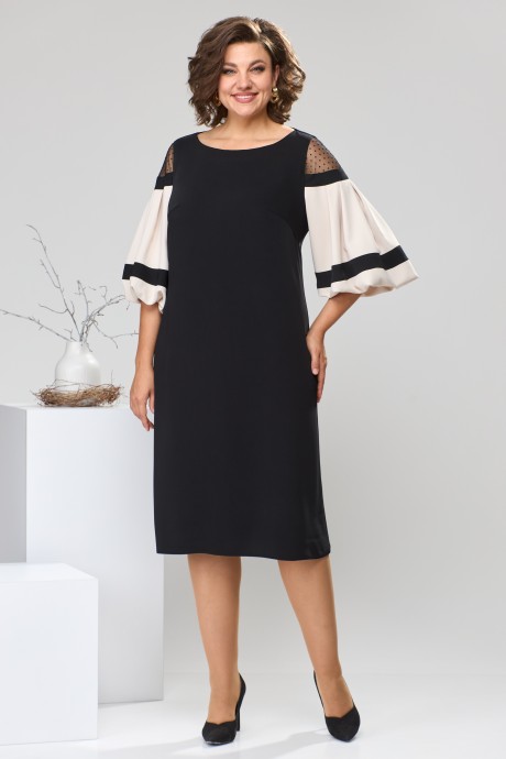 Вечернее платье Romanovich Style 1-2558 чёрный, белый размер 48-54 #1
