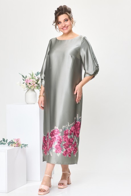 Платье Romanovich Style 1-2442 серый, цветы размер 50-60 #2