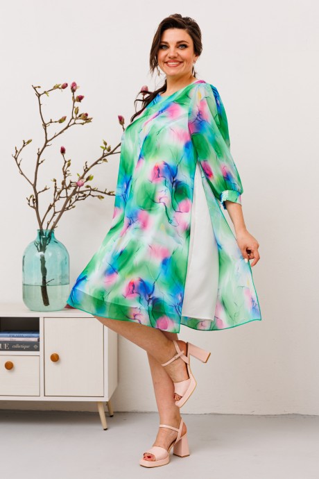 Платье Romanovich Style 1-2628 салатовый, розовый размер 50-60 #1