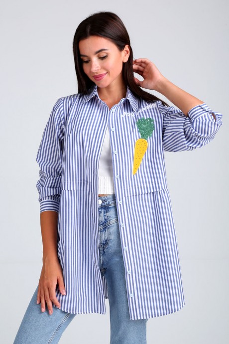 Рубашка Таир-Гранд 62381 синяя полоска+принт размер 48-58 #1