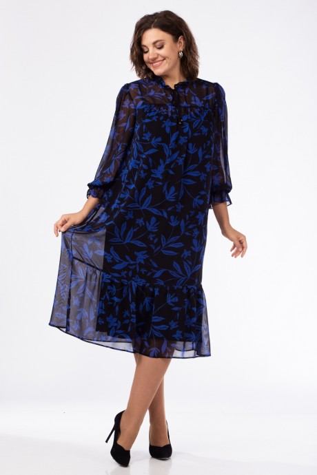 Вечернее платье Jurimex 2972-2 чёрный, синий принт размер 52-56 #1