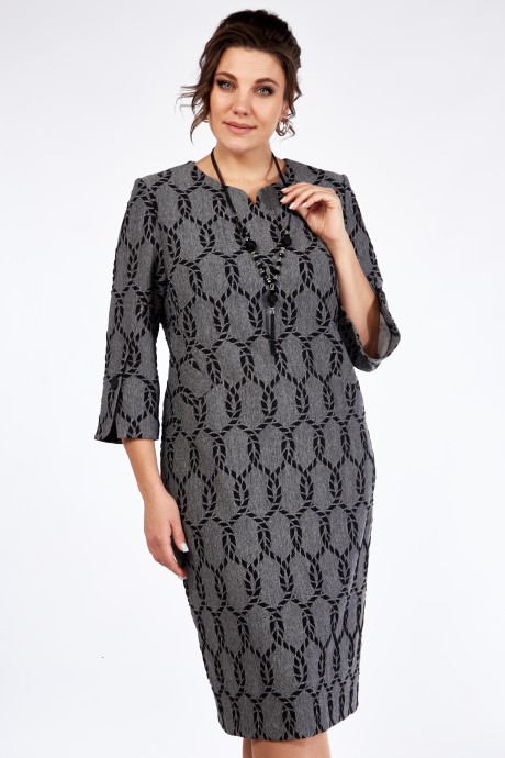 Платье Элль-Стиль 2267 графит/черный принт размер 54-58 #4