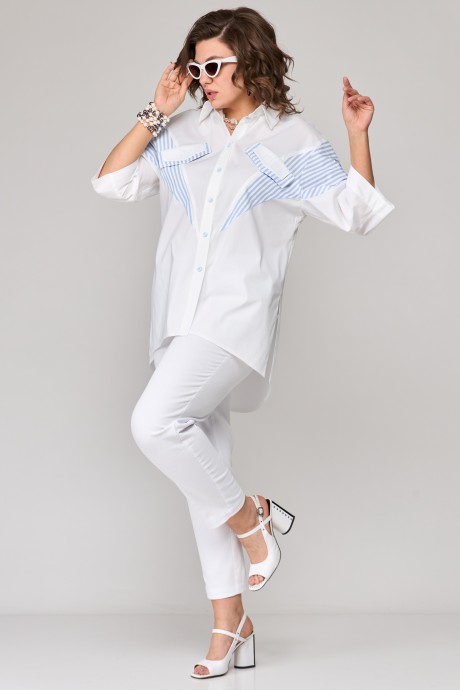 Блузка Ликвидация EVA GRANT 7183 -1 белый размер 56 #3