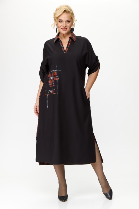 Платье Ликвидация Michel Chic 2134 черный,кирпичный размер 70 #1