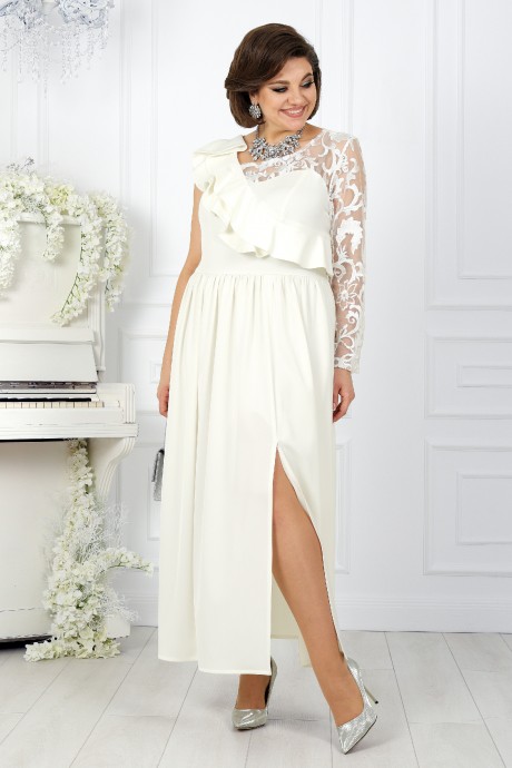 Вечернее платье Ликвидация Нинель Шик 5985 молочный размер 54 #3