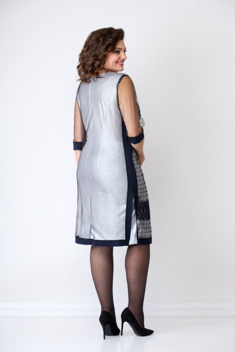 Платье SolomeaLux 761А синий/серый размер 50-60 #5