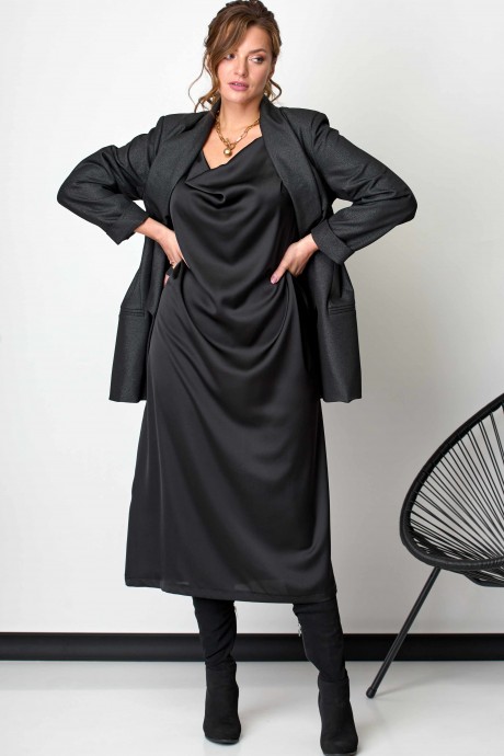 Вечернее платье SOVA 11046 черный размер 56-60 #9