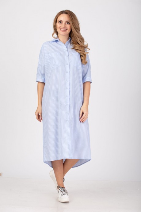 Платье Anelli 722 с широкой полоской голубой размер 44-54 #2