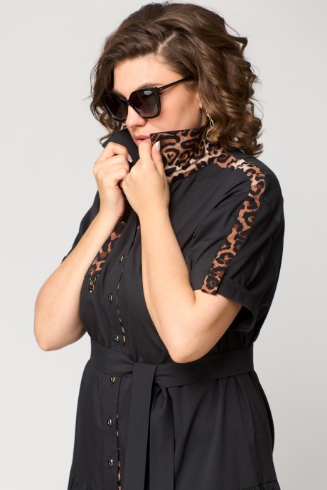 Платье EVA GRANT 7200 черный, принт леопард размер 50-60 #5